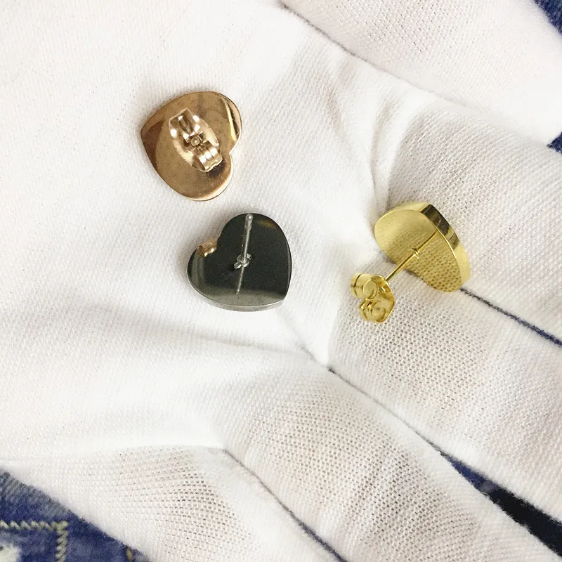 Серьги-гвоздики из нержавеющей стали в форме сердца, роскошные брендовые Модные женские серебряные розовые золотые талисманы, серьги в подарок