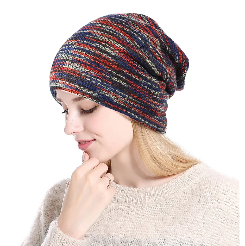 

Sparsil Unisex Winter Colorful Knitted Beanies For Men Soft Skullies Double Layer Fleece Inside Thickened Warm Knit Hat Outdoor