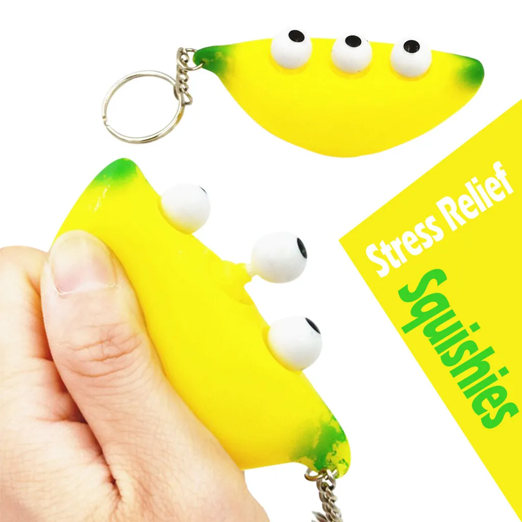 Banana Keychain Stress Reliever Slow Rising Kids Squeeze Toy Interesting Novelty Toy Backpack Key Decorations #A