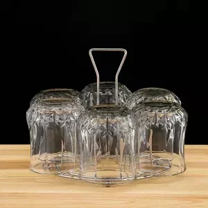Стеклянная чашка 6 стеклянная чашка для молока чашка для питья Толстая термостойкая чашка для пояса Набор чашек для воды Набор чашек держатель стеклянных чашек для виски - Цвет: 6 piece set