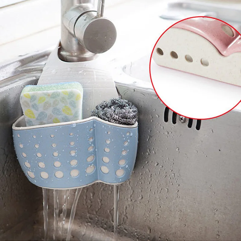 Wheat fiber storage basket bathroom storage bag soap rack hanging basket kitchen sponge drain rack sink sponge LB112611