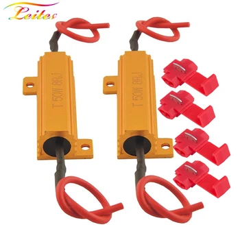 

Hot Sale 2pcs 50w 6ohm Load Resistors Fix LED Bulb Fast Hyper Flash Turn Signal Blink Error Code