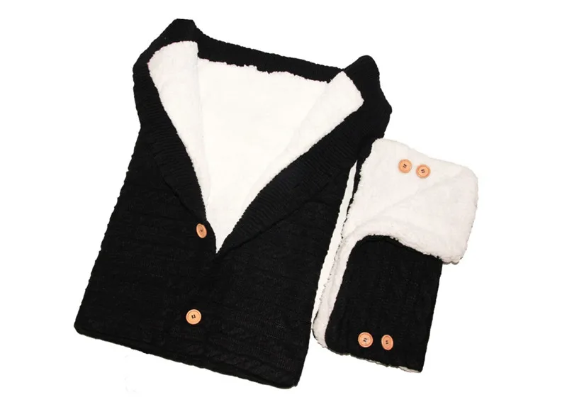 E Newborn Baby Swaddle Wrap Warm Blanket Knitting Sleeping Bag+ Pram Handrail Set - Цвет: E