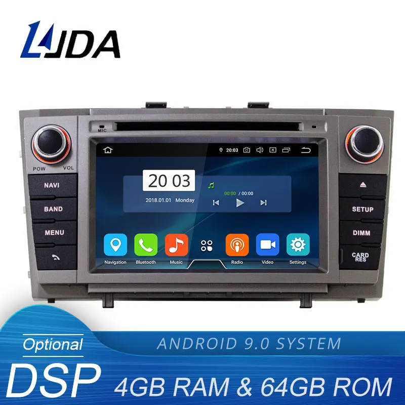 Best LJDA Android 9.0 Car DVD Player For Toyota Avensis T27 2008 2013 GPS Navigation Stereo 2 Din Car Radio 4G+64G Multimedia DSP IPS
