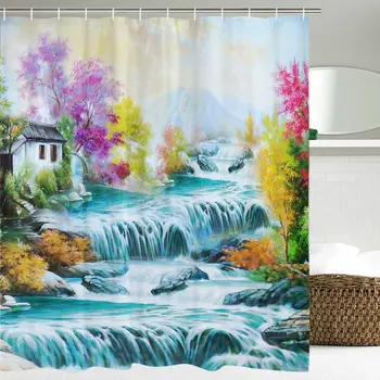 

Countryside Scene Shower Curtain Decorative Waterproof Bathroom Shower Curtain