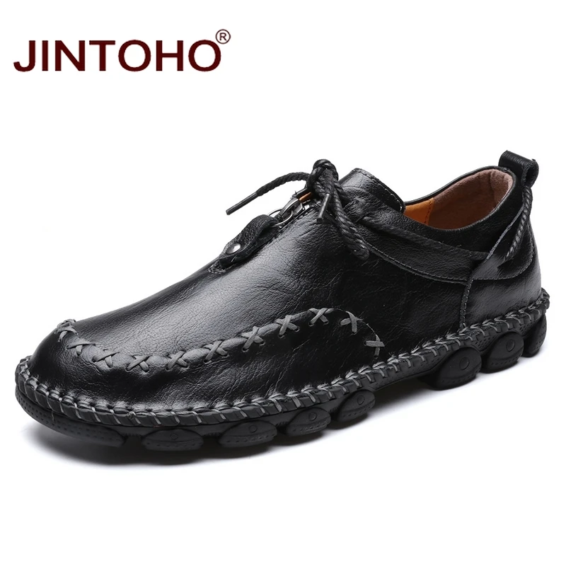 Туфли JINTOHO мужские кожаные повседневные Мокасины модные лоферы большие