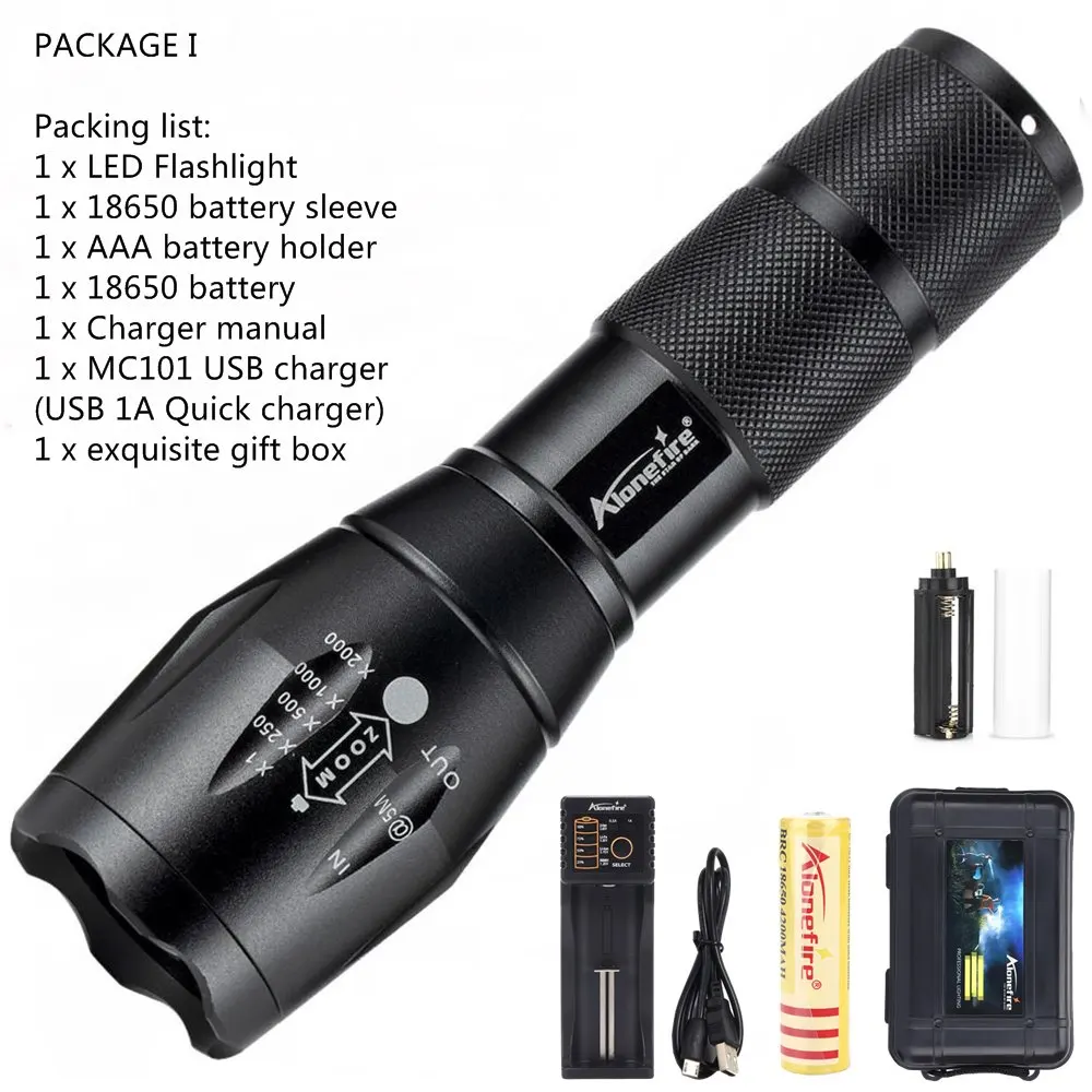 MC101 Option H AloneFire G700 светодиодный фонарик Zoom СВЕТОДИОДНЫЙ фонарь CREE XM-L T6 5000лм водонепроницаемый фонарь Zaklamp 18650 перезаряжаемый аккумулятор USB зарядное устройство - Испускаемый цвет: MC101 Option H
