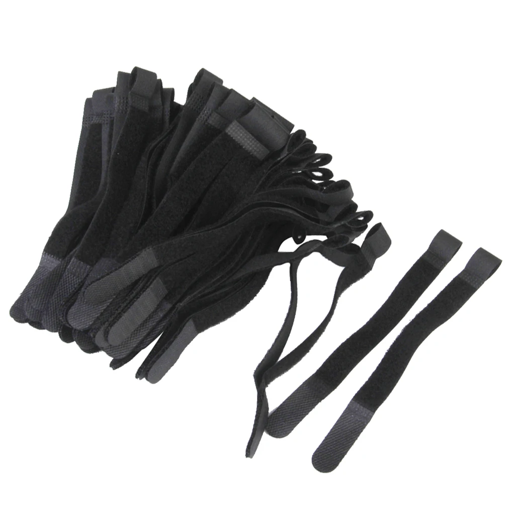 

Set Of 80PCS Adjustable Reusable Nylon Hook And Loop Fastener Cable Ties Organiser Black