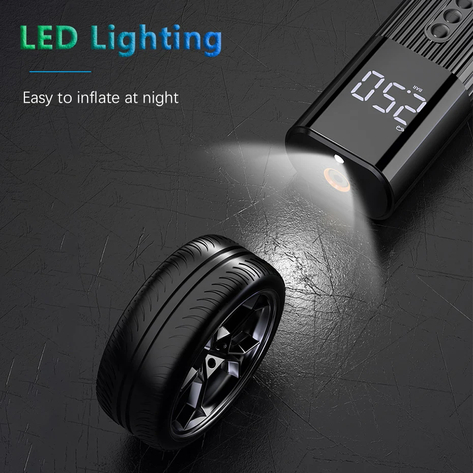 LICHEERS DC 12V Воздушный компрессор светодиодный дисплей 3 насадки надувной насос для