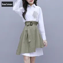 

Long Elegant Two-Piece Suit Womens Spring Autumn New Long Sleeve Shirt Asymmetry Skirt Korean Casual Fashion Sets Female