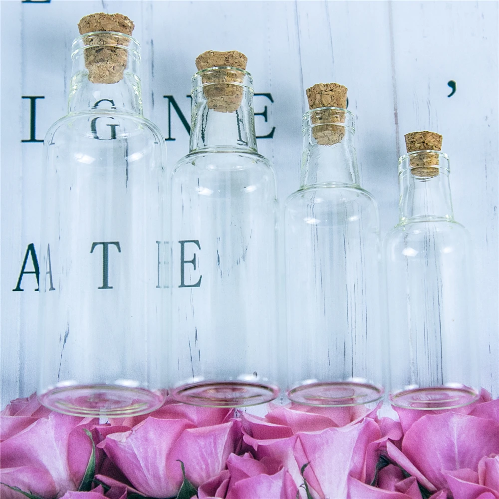 Clear Glass Wishing Bottle with Cork Drift, Wedding Vials Decoration, Mini Bottle for Travel, Gifts, DIY Jars, 12Pcs 3