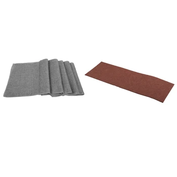 

1Pcs Self-Stick Furniture Felt Sheet & 2Pcs 30X180Cm Retro Linen Natural Burlap Jute Table Runner Tablecloth