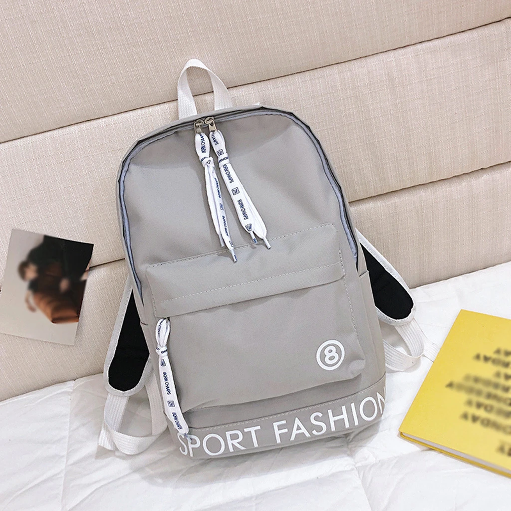 

Korean Style Canvas Backpack College Wind Color Alphabet Creative Women Simple Youth Travel Leisure School Shoulder Bag 828