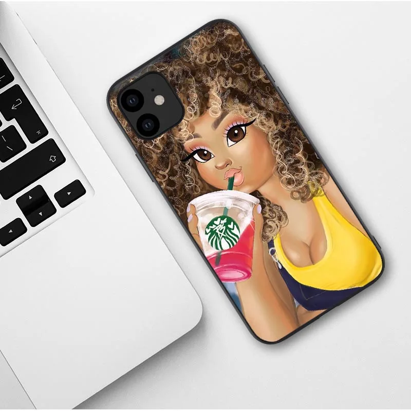 TPU Черный Африканский художественный чехол для iPhone X XR XS Max 8 7 Plus 6 6s Plus melanin poppin силиконовый чехол для iPhone 11 Pro Max - Цвет: TPU