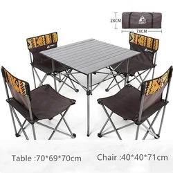 Juegos de mesa y silla plegables para exteriores, herramienta de Picnic para barbacoa, portátil, equipo de jardín de viaje montado en vehículo, 5 piezas