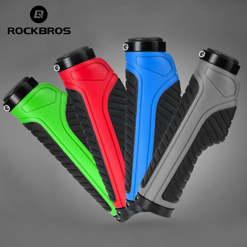 

ROCKBROS New Double Lock Bicycle Grips MTB Road Bike Anti-skid Rubber Handlebar Grips Shock-absorbing Soft Bike Grips Handlebar