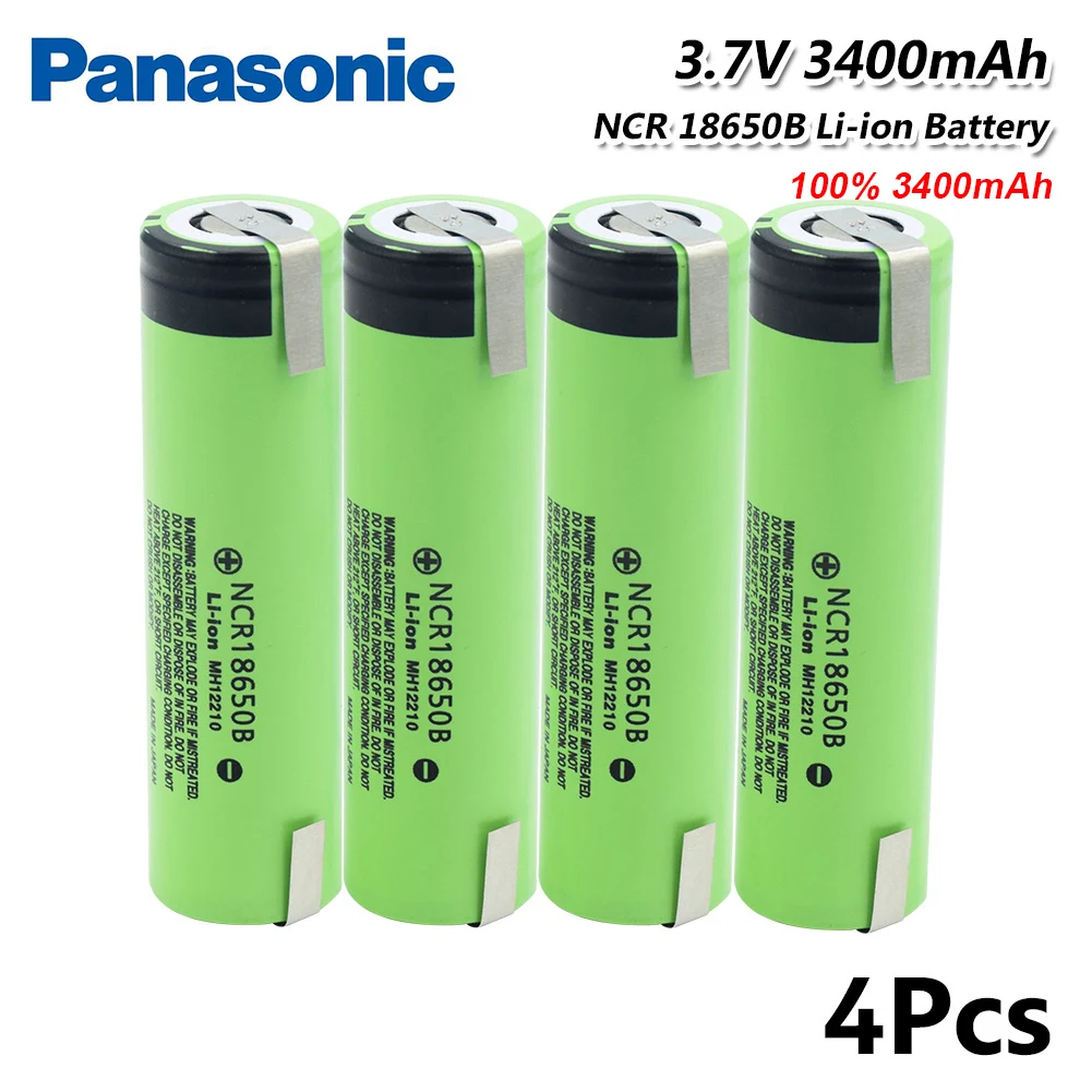 Panasonic NCR18650B 3,7 v 3400mah 18650 литиевая аккумуляторная батарея разряда 20A сварочные никелевые листовые батареи - Цвет: 4 Pcs