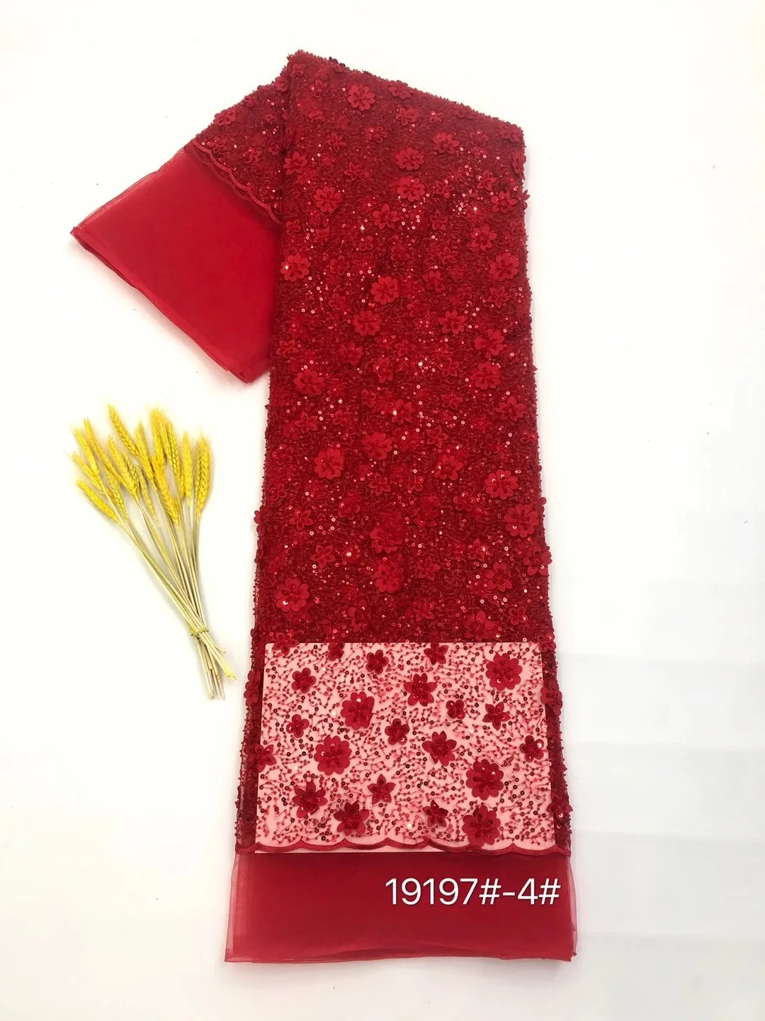 

Luxury Handmade Beaded Lace Fabric for Wedding Party Dress 2021 Latest Sequin Lace Embroidery Nigeria Lace XB4615