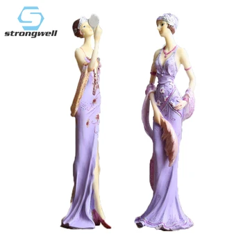 

Strongwell European Purple Elegant Lady Figurines Resin Woman Model Office Desktop Crafts Home Decoration Wedding Gifts