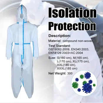 

Disposable Protective Clothing Anti-Dust Isolation Hooded Coverall Ventilation Front Zipper Waterproof Safety Protect Clothing