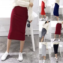 

2021 New Women Casual High Waist Pencil Skirt Mini Bodycon Midi Skirt Office Women Slim Knee Length Stretch Sexy Jupe Femme