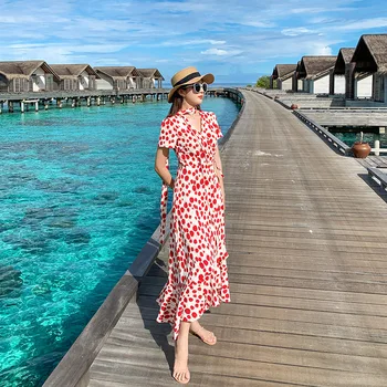 

Summer a chip goddess temperament show thin tail of the dress van short-sleeved dress dress female film