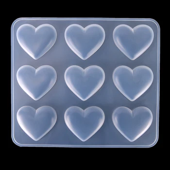 

1PC Silicone Mold 9pcs Heart DIY Epoxy Resin Crafts Jewelry Making Handmade Tools Mirror Crystal Molds Cake Fondant Chocolate