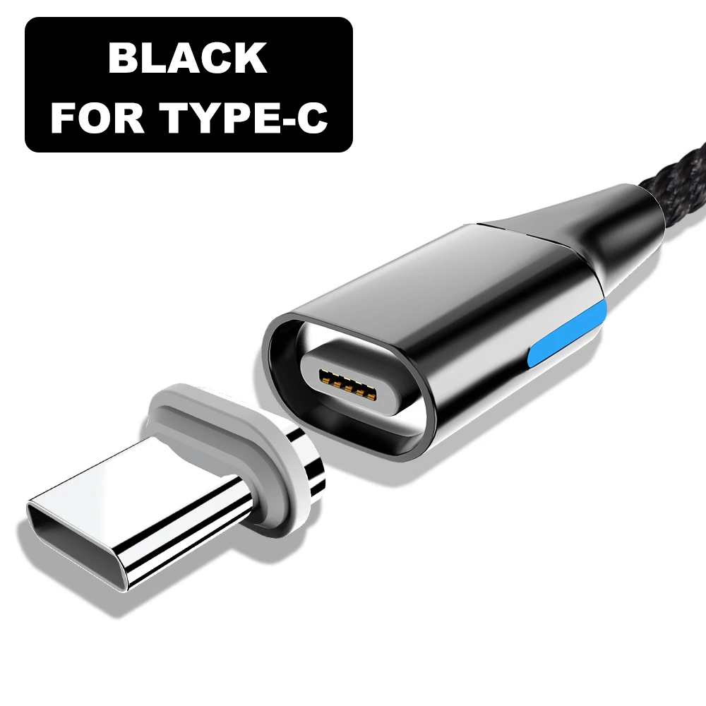 Магнитный кабель Vanniso 2m 3A type-C для быстрой зарядки samsung, кабель Micro USB для Xiaomi huawei iphone 11, магнитный кабель USB для зарядки - Цвет: Black Type C Cable