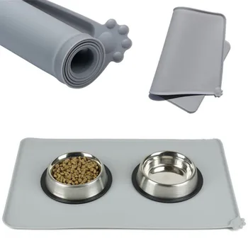 

Silicone Pet Feeding Bowl Mat Anti-Skid Spill-Proof Waterproof Dogs Cats Food Mat Suitable For Dog And Cat Can Hold Two Bowls