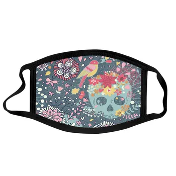 

Flower Skull Printed Halloween Face Mask Adult Unisex Fashion Party Face Cover Washable Reusable Mouth Mask Mascara Reutilizable