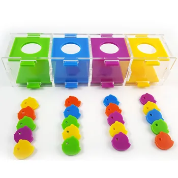

Pet Bird Toy Parrot Puzzle Training Intellectual Development Toys Color Separation Coin Box Bird Accessories