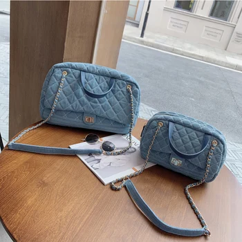 

Women Denim Blue Shoulder Bag New Design Brand Female Canvas Jeans Tote Handbags Large Vintage Crossbody Tote Bag
