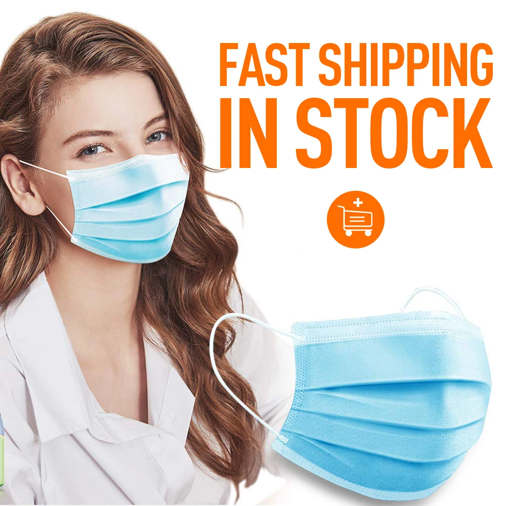 

100 pcs Masks Disposable 3-Ply Dust Masks Earloop Polypropylene Anti-Pollu Masks Personal Health Protective Mask IN STOCK