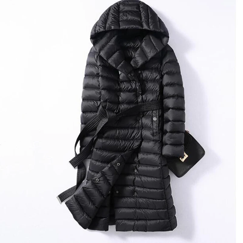 SEDUTMO Winter Plus Size 3XL Long Womens Down Jackets Ultra Light Duck Down Coat Hoodie Autumn Puffer Jacket ED226