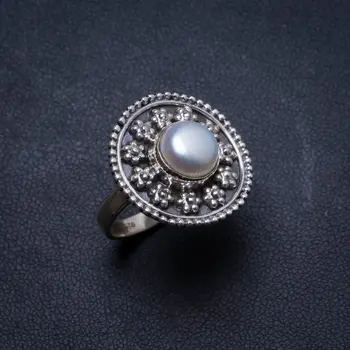 

Natural River Pearl Handmade Unique 925 Sterling Silver Ring, US size 7.5 X2573