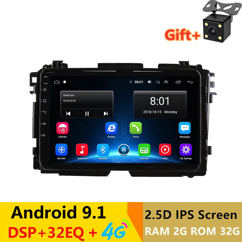 Автомагнитола 9 &quot 2.5D IPS 2 Гб ОЗУ 32 ПЗУ Android DVD GPS для Honda HR V HRV XRV Vezel 2013 2018 Wi Fi