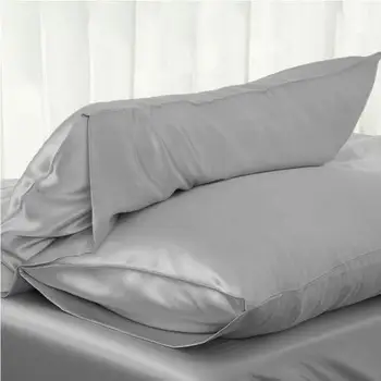 

10 Queen Standard Satin Silk Soft Plain Pillowcase Cover Chair Seat Square Luxury Pillow Cover Home Textile Decor