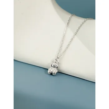 

925 Sterling Silver Cute Bear Pendant Necklace Women Kids Gifts, New Gold Color Animal Necklace Woman Fine Jewelry On The Neck
