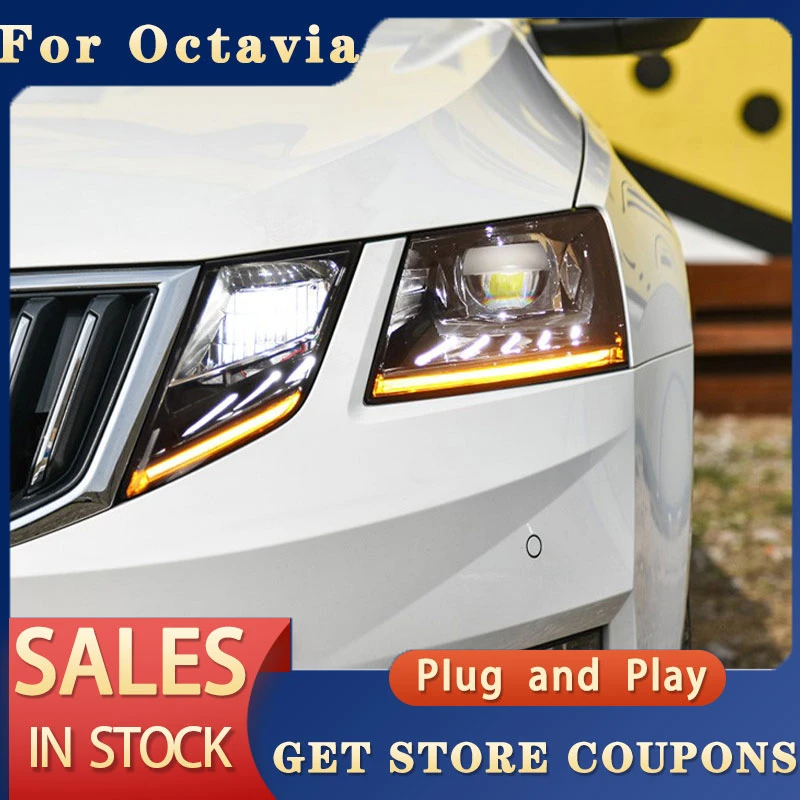 For Car Skoda Octavia Headlight 20182020 DRL Day Running Light LED Bi