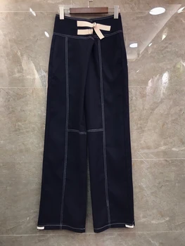 

2020 Early Autumn New Women's Waist of Trousers Double-Layer Buckle Decorative Open Line All-match Trousers Casual Pants 804