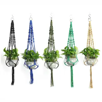 

Plant Hangers Color Flower Pot Hand-woven Net Bag Hanging Holder Home Decor