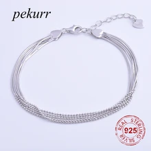 Pekurr 925 Sterling Silver 5 Rows Small Beads Snake Chain Bracelet For Women Accesories Charms Fashion Jewelry