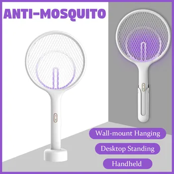 

2 in 1 3000V Electric Insect Racket Swatter Zapper USB 1200mAh Rechargeable Mosquito Swatter Kill Fly Bug Zapper Killer Trap