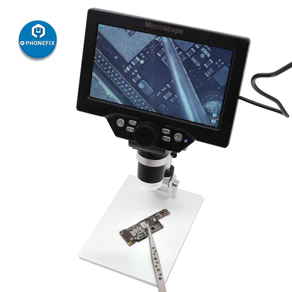 G1200 8 СВЕТОДИОДНЫЙ Лупа 1200x электронный микроскоп 12MP 7 дюймовым HD монитором под