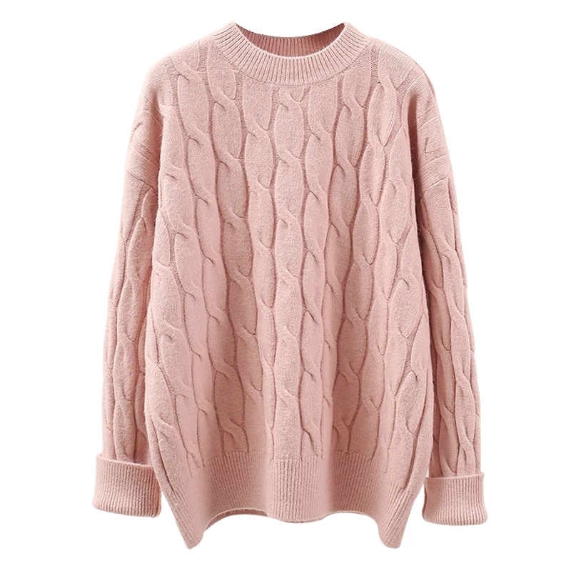 

Twist thickened sweater for women's pullover autumn 2020 new round neck lazy style loose web celebrity sweater sweater