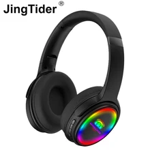 KD71 LED Light Bluetooth 5 0 Headphones Wireless Stereo Headsets Folding Adjustable Earphones With Mic Support FM Radio TF Card