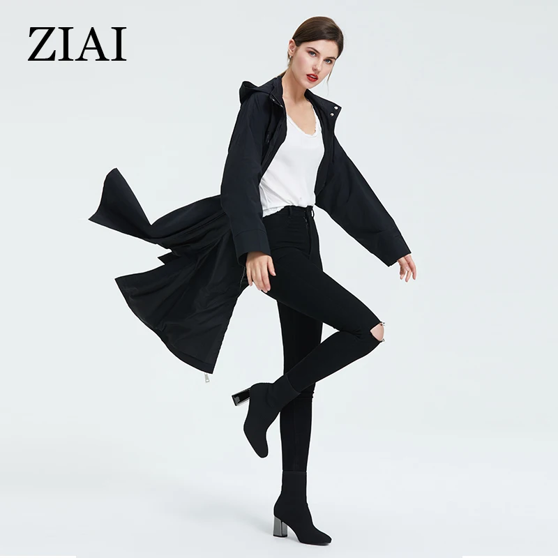 

Black Trench Coat for Women - Hoodie Windproof Jacket for Ladies - Long Gothic Loose Windbreaker for Spring and Autumn