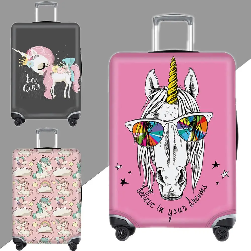 

Kawaii 3D Luggage Cover unicorn Protective Case Waterproof Thicken Elastic Suitcase Cover Apply 18-32Inch XL Travel Accessories
