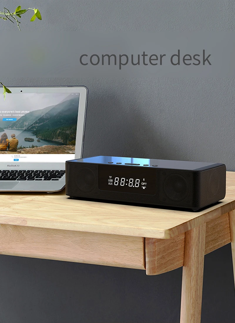 2 в 1 10 Вт беспроводная быстрая зарядка Bluetooth динамик часы/FM радио светодиодный