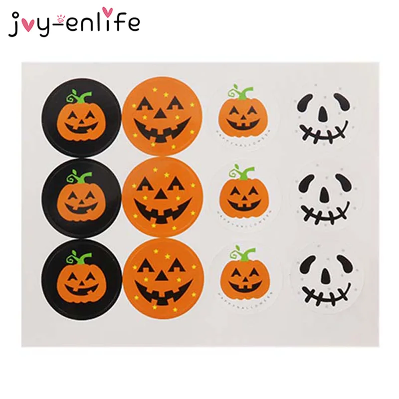 

Halloween Decoration Paper Handmade Sticker Gift Lable Seal Sticker Cookie Cake Candy Bag Labels Halloween Party Decor Supplies